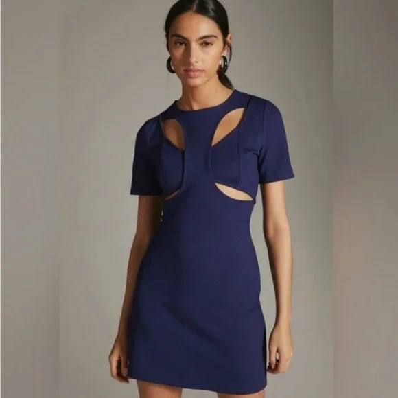 Anthropologie | Dresses | Ponte Cutout Mini Dress Anthropologie Navy Blue  Xxs Nwt | Poshmark